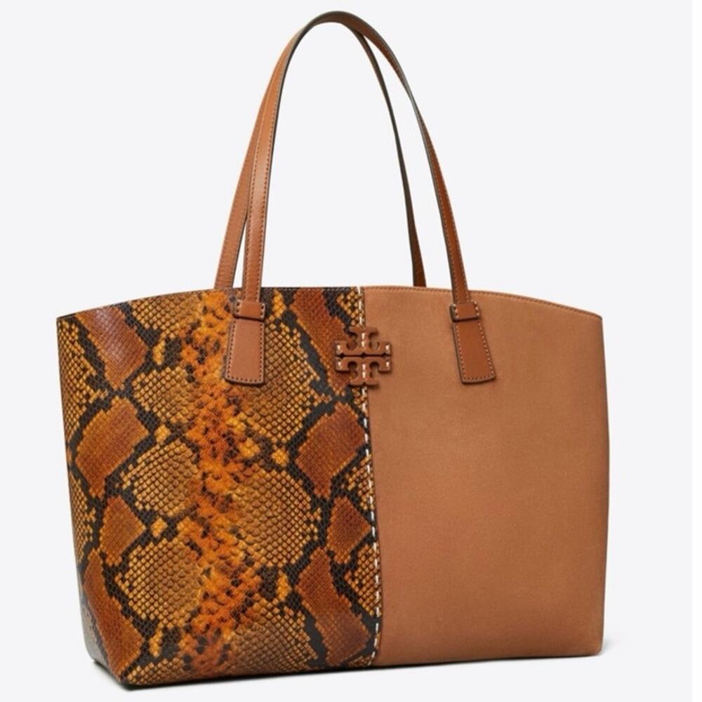 Tory burch Suede Tote The McGraw,softly snake embossed leather Dust bag included